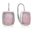 Pink Quartz Sterling Silver Rectangular Drop Earrings