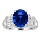 Womens Lab Created Sapphire Blue Sterling Silver Oval Cocktail Ring