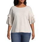 A.n.a Short Sleeve Round Neck Blouse - Plus