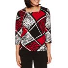 Alfred Dunner Wrap It Up 3/4 Sleeve Colorblock Top