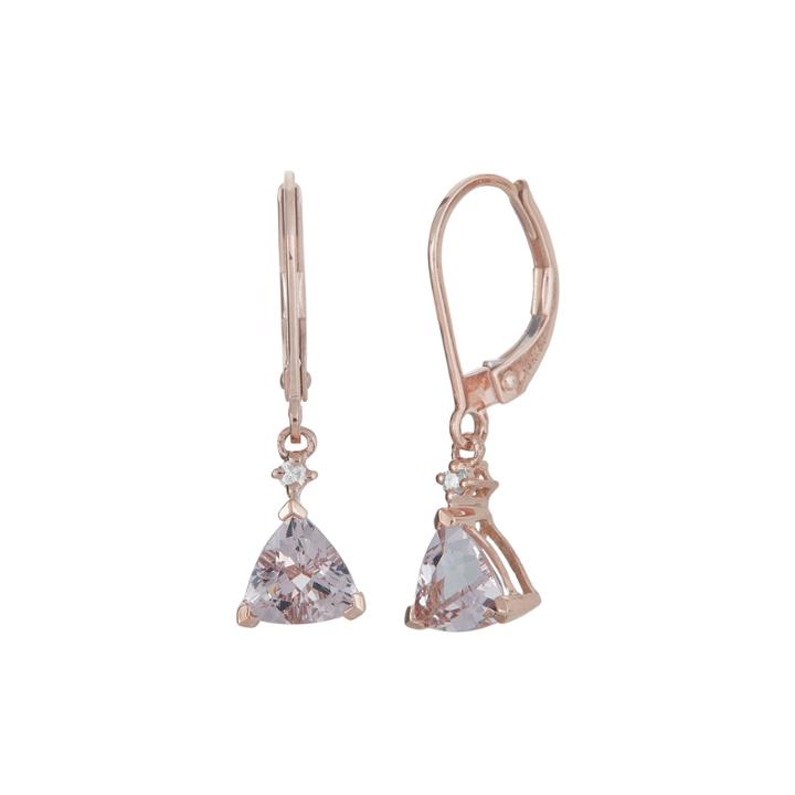 Limited Quantities Genuine Morganite And Diamond-accent 10k Rose Gold Drop Earrings
