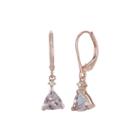 Limited Quantities Genuine Morganite And Diamond-accent 10k Rose Gold Drop Earrings