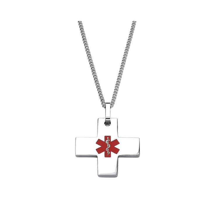 Personalized Medical Id Cross Pendant Necklace