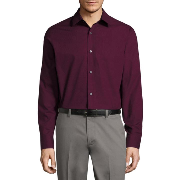 Claiborne Long Sleeve Dots Button-front Shirt