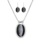 Mixit&trade; Simulated Gray Cat's Eye Oval Earring And Pendant Necklace Set