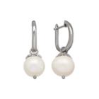 Cultured Freshwater Pearl And Diamond-accent Sterling Silver Drop Earrings