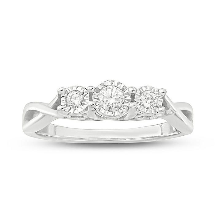 Love Lives Forever Womens 1/5 Ct. T.w. Genuine Diamond White 3-stone Ring