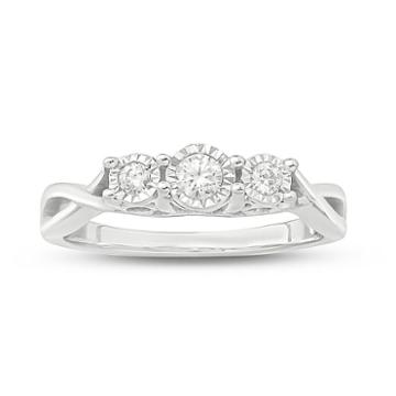 Love Lives Forever Womens 1/5 Ct. T.w. Genuine Diamond White 3-stone Ring