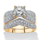 Womens 3 1/4 Ct. T.w. White Cubic Zirconia Gold Over Silver Bridal Set