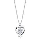 Footnotes Sterling Silver Cubic Zirconia Heart Mom Pendant Necklace
