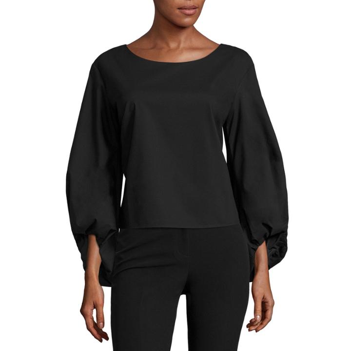 Worthington Long Sleeve Scoop Neck Woven Blouse