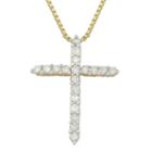Ct. T.w Diamond Cross 14k Yellow Gold-plated Sterling Silver Pendant Necklace