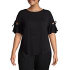 Worthington Tie Sleeve Peekaboo Tee - Plus