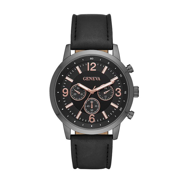 Geneva Mens Black Strap Watch-fmdjm586