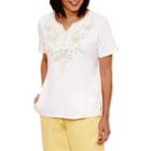 Alfred Dunner Blue Lagoon Short Sleeve V Neck T-shirt