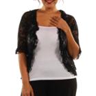 24/7 Comfort Apparel Goddess Black Lace Bolero Shrug Plus