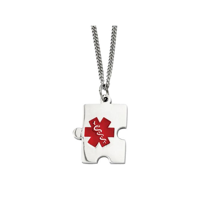 Mens Stainless Steel Puzzle Piece Medical Pendant