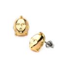 Star Wars Gold Ion-plated Stainless Steel C-3po 3d Stud Earrings