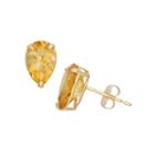 Pear Yellow Citrine 10k Gold Stud Earrings