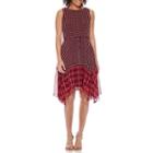 Danny & Nicole Sleeveless Hanky Hem Fit-and-flare Dress