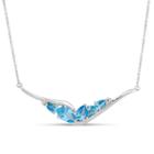 Sterling Silver Blue And White Genuine Topaz Necklace Featuring Swarovski Genuine Gemstones
