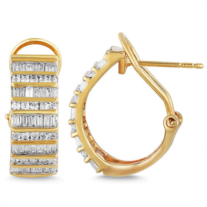 1 Ct. T.w. Genuine Diamond 10k Gold 18.3mm Hoop Earrings