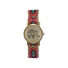 Olivia Pratt Womens Pink And Purple Braided Elephant Print Dial Strap Watch 14811