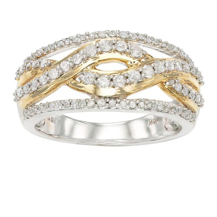 Womens 1/2 Ct. T.w. Genuine Diamond White 10k Gold Cocktail Ring