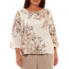 Alfred Dunner Eskimo Kiss Asymmetrical Floral T-shirt- Plus