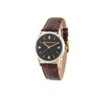 Personalized Mens Brown Leather 4 Diamond Strap Watch
