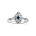 Womens 1/3 Ct. T.w. Blue Diamond Sterling Silver Cocktail Ring
