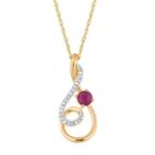 Womens Diamond Accent Lab Created Red Ruby 10k Gold Pendant Necklace