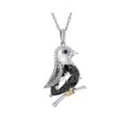 Genuine Black Onyx And Lab-created White Sapphire Sterling Silver Bird Necklace