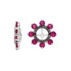 Lab-created Ruby And Genuine Black Sapphire Earring Jackets