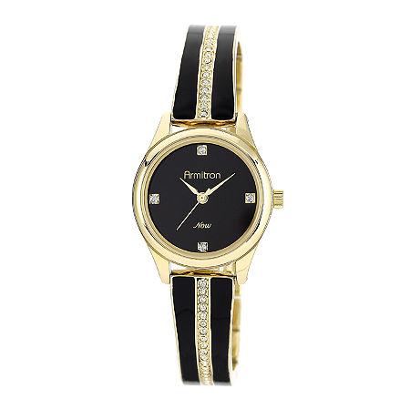 Armitron Now Womens Crystal-accent Gold-tone Open Bangle Watch