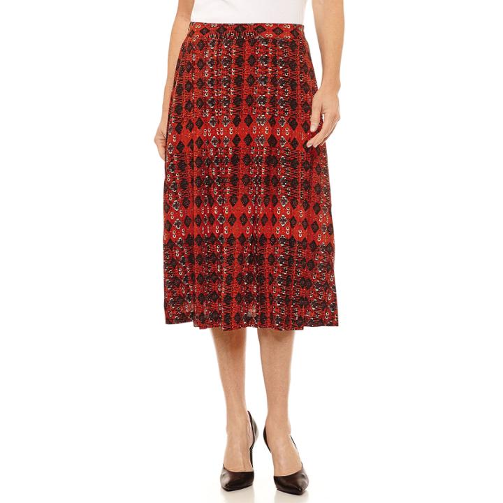 Sag Harbor Ruffles Geometric Woven Pleated Skirt