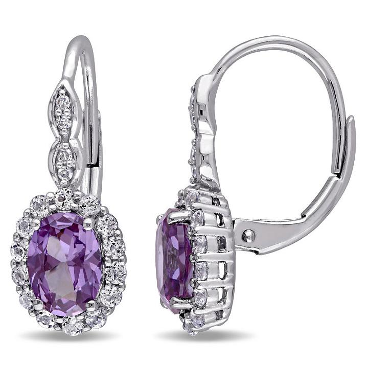 Diamond Accent Genuine Purple Alexandrite Drop Earrings