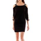 Dj Jaz 3/4-sleeve Cold-shoulder Drape-front Blouson Dress