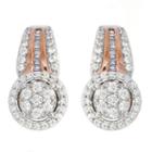 Diamond Blossom Genuine White Diamond 10k Gold Drop Earrings