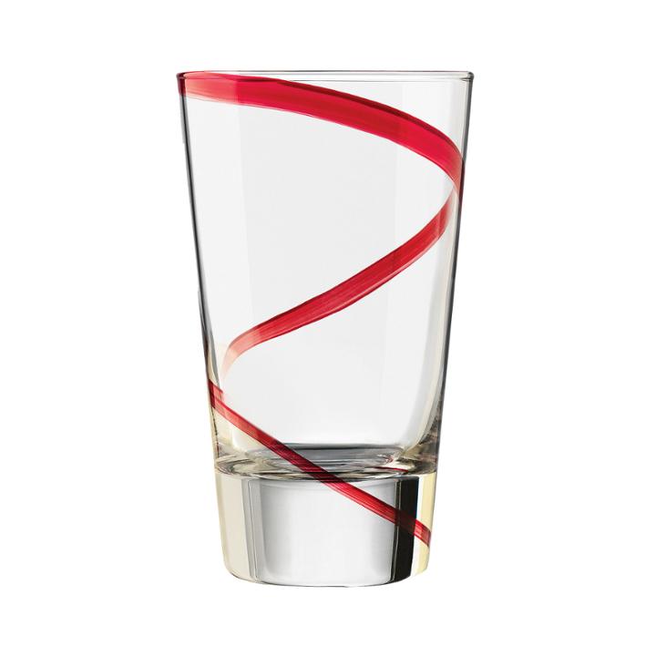 Libbey Red Swirl Set Of 4 Highball Glasses