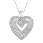 Womens 3/4 Ct. T.w. Genuine White Diamond Heart Pendant Necklace