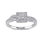 1/4 Ct. T.w. Diamond 10k White Gold Vintage-style Quad Princess Bridal Ring