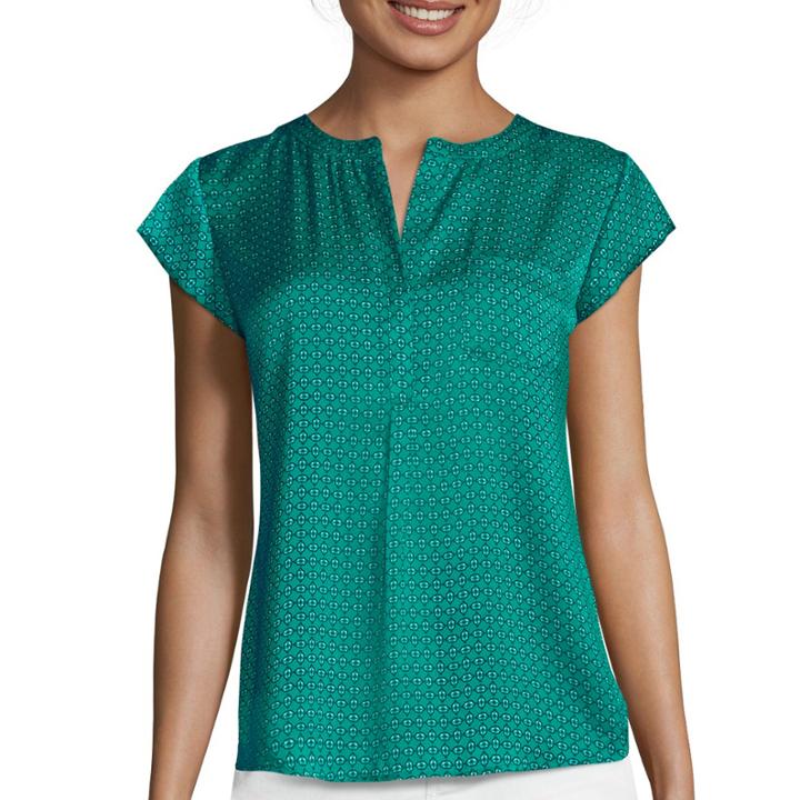 Liz Claiborne Cap-sleeve Woven Blouse - Tall