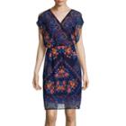 Sangria Split-sleeve Floral Blouson Dress
