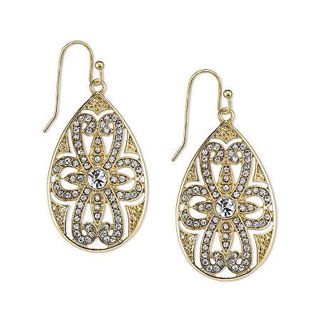 1928 Jewelry Crystal Filigree Pear-shaped Drop Earrings