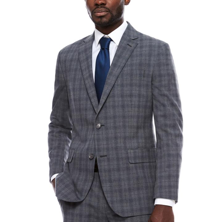 Jf J.ferrar Plaid Slim Fit Stretch Suit Jacket-slim