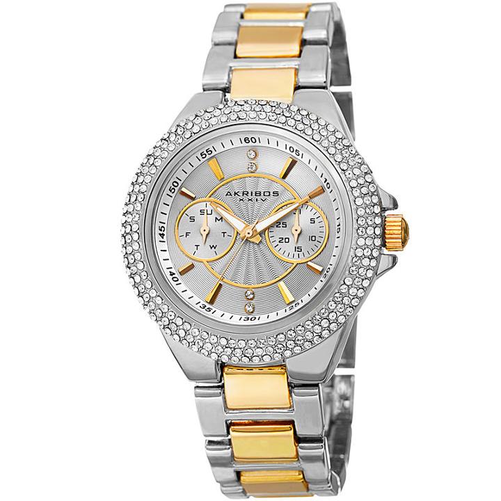 Akribos Xxiv Womens Two Tone Strap Watch-a-789ttg