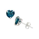 Heart Blue Topaz 10k Gold Stud Earrings