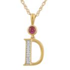 D Womens Lab Created Red Ruby 14k Gold Over Silver Pendant Necklace