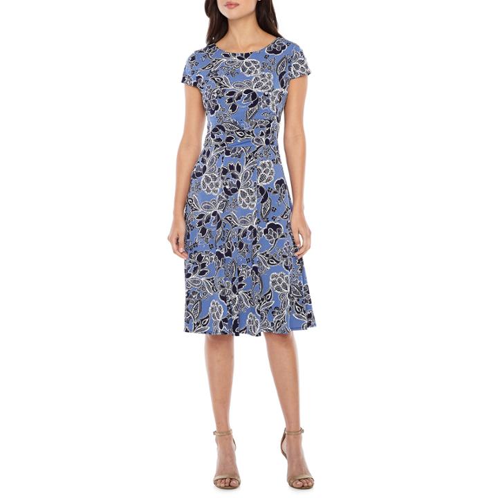 Studio 1 Cap Sleeve Floral Fit & Flare Dress